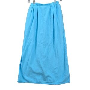 Vintage El Huarache Guatemalan Pleated Skirt Size S Pastel Blue Cotton Boho Slit